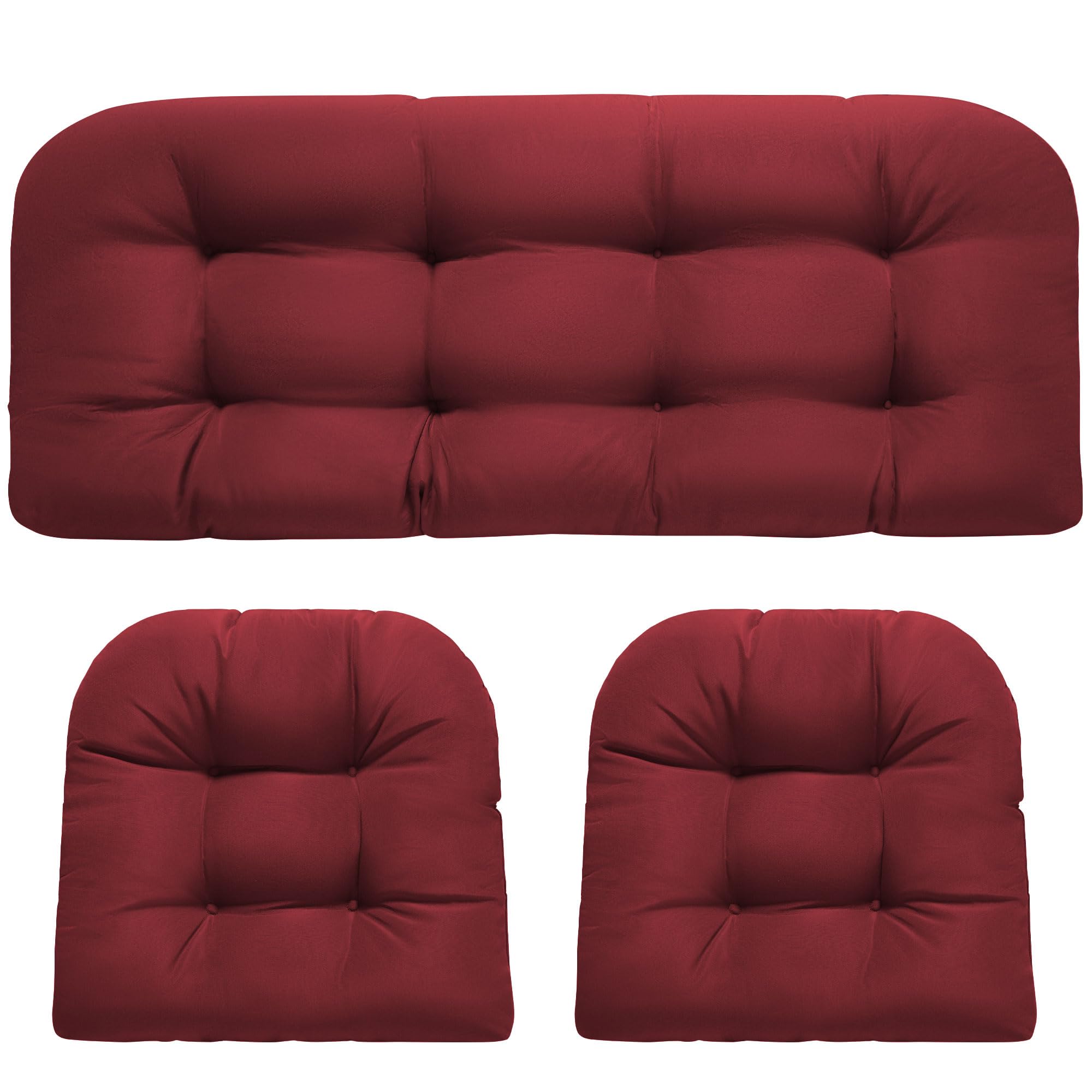 Danghoogy Wicker Chair Cushions, Waterproof Outdoor Loveseat Cushions For Patio Furniture, Tufted Wicker Furniture Cushions, 1 L