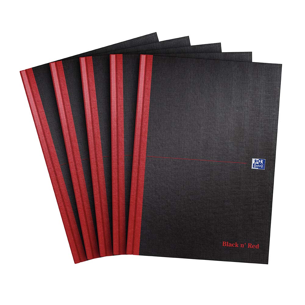 Oxford Black N' Red A4 192 Pages Matte Casebound Hard-Back Ruled Notebook (Pack Of 5) Pack Of 5 (A4)