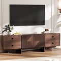 JOINICE 66  Fluted TV Stands for Living Room, Mid Century Modern TV Consoles for 75 inch TV, Entertainment Center with Storage, 