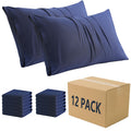 Zpecc Pillow Cases Queen Size 12 Pack - Bulk Navy Pillowcases With Envelope Closure, Pillow Covers For Home, Camping, Travel Ess