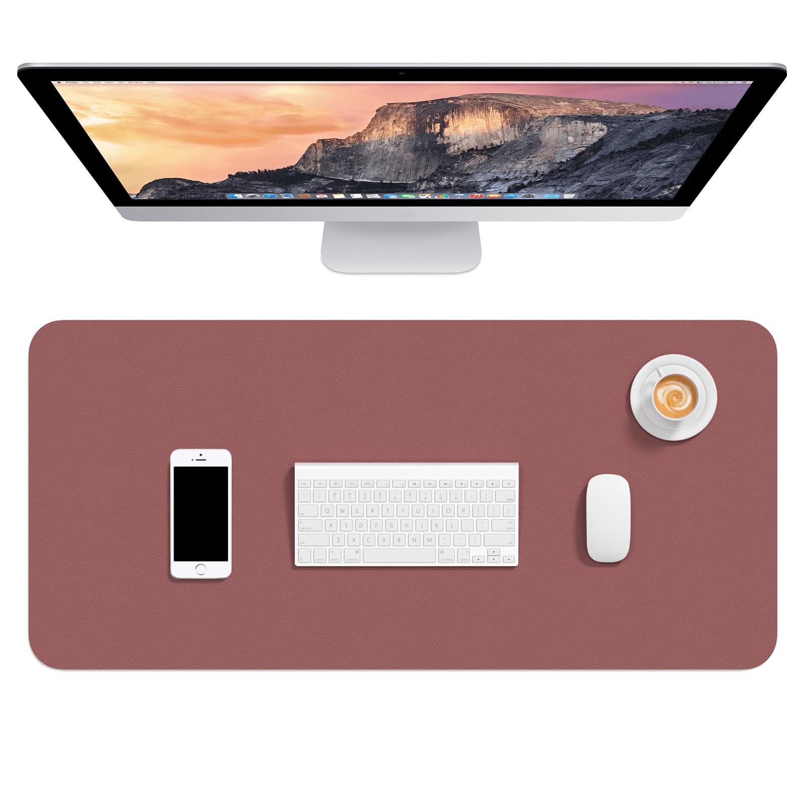 Desk Pad, 30' X 14' Pu Leather Mat, Xl Extended Mouse Waterproof Blotter Protector, Ultra Thin Large Laptop Keyboard Non-Slip