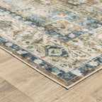 HomeRoots 510370 7 x 10 ft. Blue Gold Brown Green & Salmon Oriental Printed Stain Resistant Non Skid Rectangle Area Rug