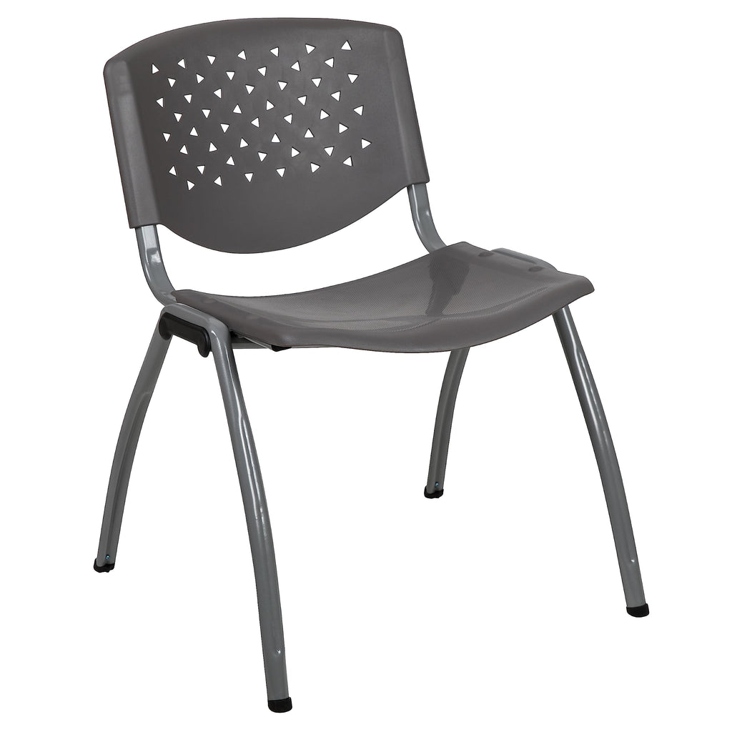 Flash Furniture Hercules Series 880 Lb. Capacity Gray Plastic Stack Chair With Titanium Gray Powder Coated Frame