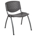 Flash Furniture Hercules Series 880 Lb. Capacity Gray Plastic Stack Chair With Titanium Gray Powder Coated Frame