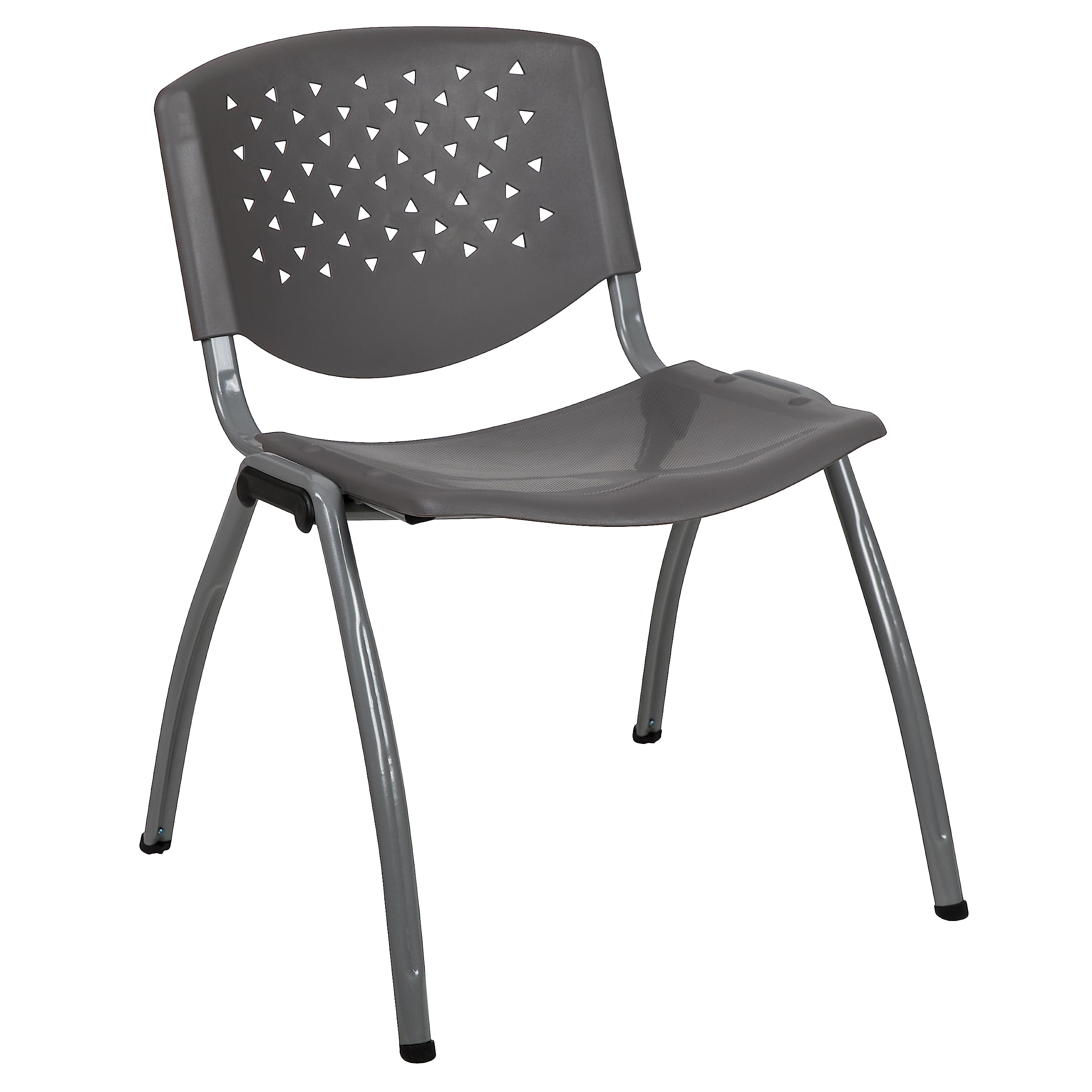 Flash Furniture Hercules Series 880 Lb. Capacity Gray Plastic Stack Chair With Titanium Gray Powder Coated Frame