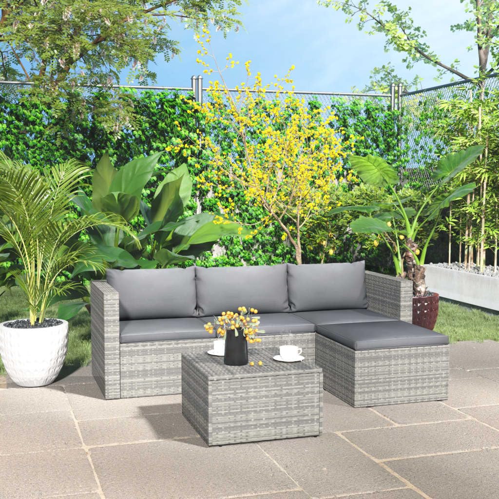 vidaXL 8 Piece Garden Lounge Set with Cushions Poly Rattan - Thumbnail 3