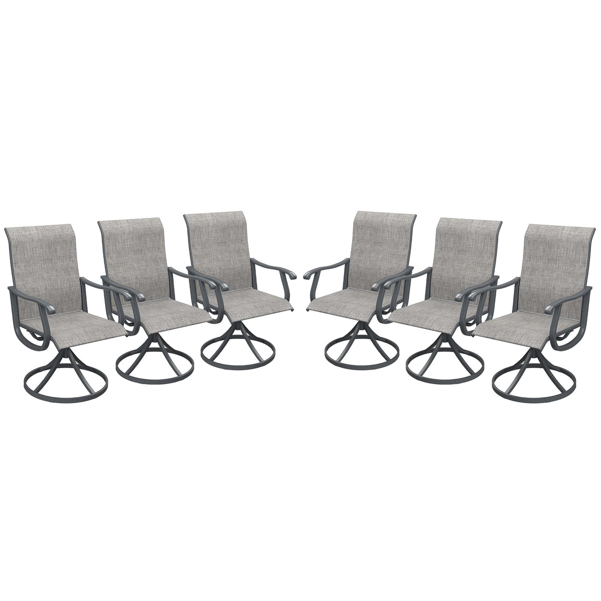 Vicllax Patio Swivel Dining Chairs Set Of 6, Outdoor Swivel Dining Chairs With Textilene Breathable Back And Seat For Backyard D