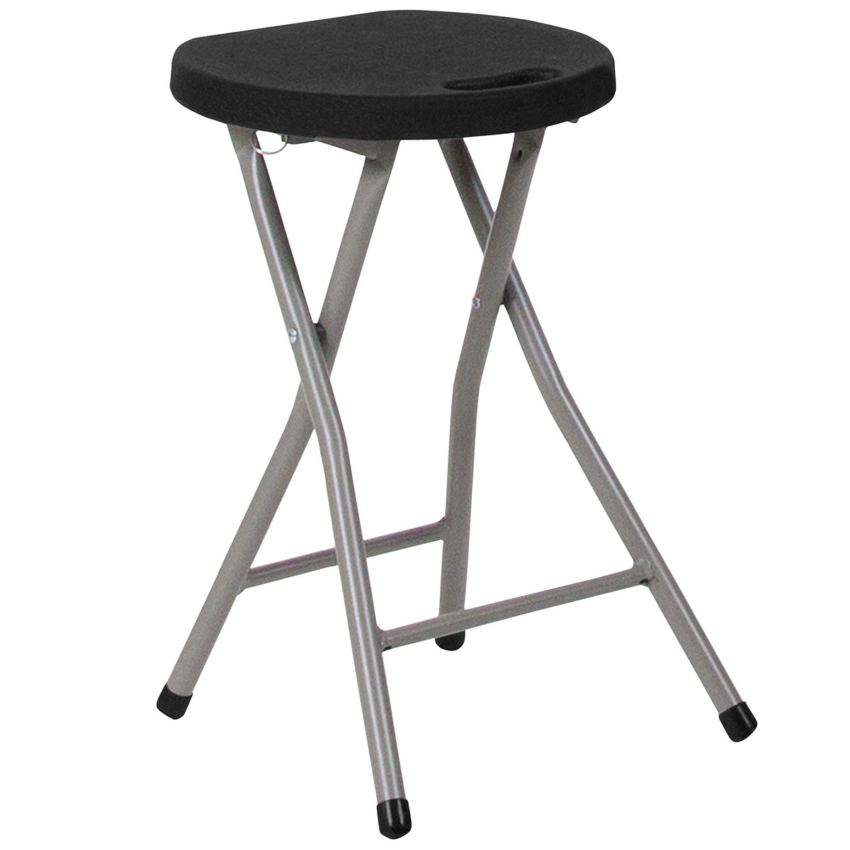 Flash Furniture Micah Foldable Stool with Black Plastic Seat and Titanium Gray Frame