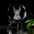 Vskikris 2.36In 3D Laser Crystal Guardian Angel Figurine Crystal Ball Paperweight With Stand Base - 3D Engraving Crystal Praying