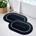 GRISHVA 2 Pieces (3.5mm) AntiSkid Water Soaking Bathroom Print Door Mat, Water Absorbent Mat (40x60cm) Black