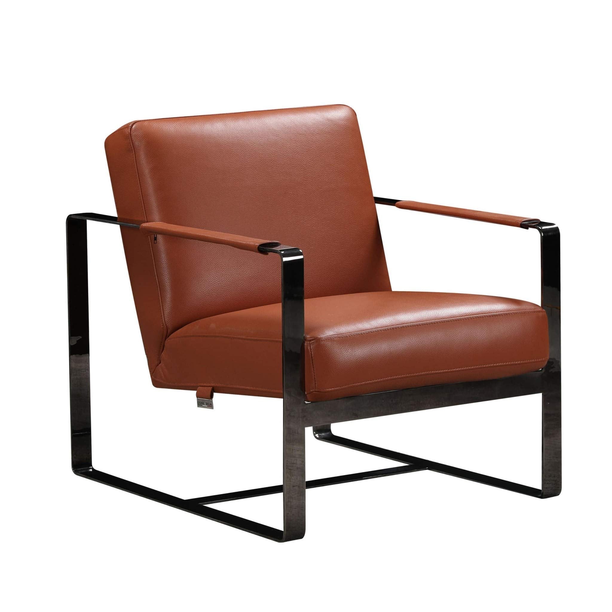 HomeRoots Furniture 28' X 35' X 31' Camel Leather Accent Chair