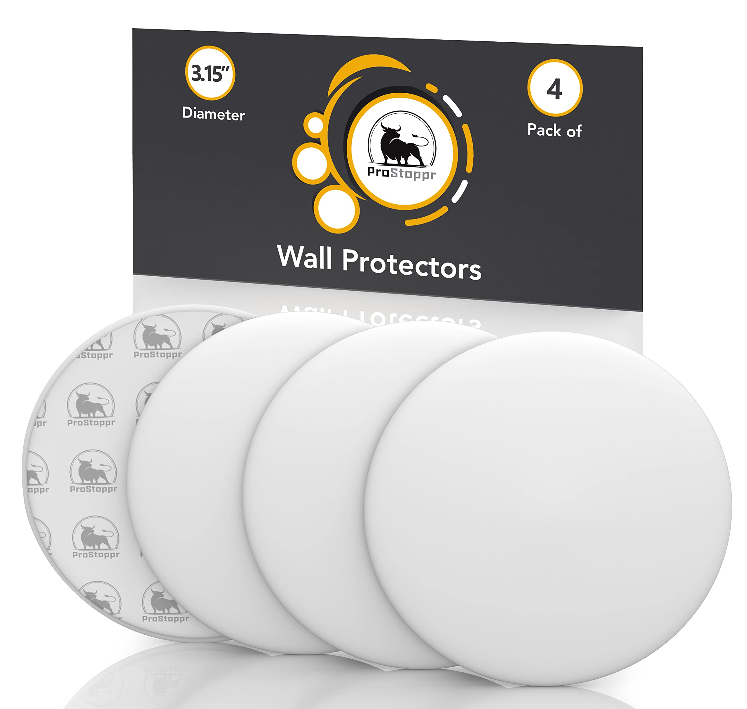 White Door Stoppers - Large 3.15' (4 Pcs) - Door Stoppers For Wall With Strong Back Adhesive - Quiet And Shock Absorbent Silico
