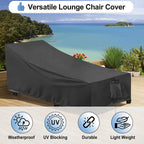 Outdoorlines Outdoor Waterproof Patio Chaise Lounge Chair Cover - Uv Resistant Lounger Covers Heavy Duty Weatherproof Patio Sofa Furniture Covers, 1 Pack, 68Wx30Dx30H Inches, Black