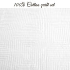 Cozy Line Home Fashions Solid White 100% Cotton Quilt Bedding Set, Lightweight For All Seasons Bedspread Coverlet (Maze, Twin-2