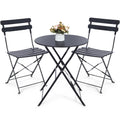 Kromax Outdoor Patio Bistro Set, Bistro Table And Chairs Set Of 2, Folding Bistro Table And Chairs Set, 3 Piece Folding Patio Furniture Set, Space Saving, Black