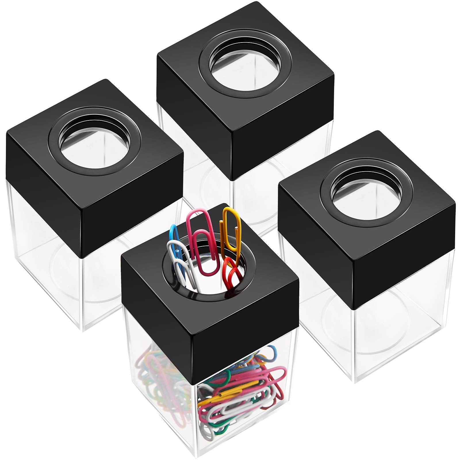 4 Pieces Magnetic Paper Clip Dispenser Holder Paperclip Dispenser For Desk, School, Office