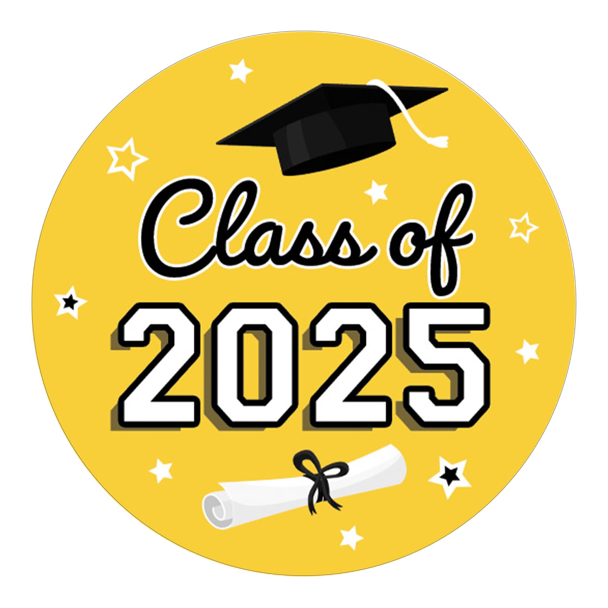 Yellow Graduation Party Favors Stickers, Class Of 2025 Graduation Envelope Seals, Candy Stickers - 40 Count