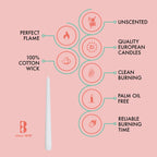Bolsius White Taper Candles - 4 Pack Unscented 10 Inch Dinner Candle Set - 8 Hours Burn Time - Premium European Quality - Smokel