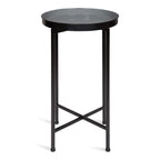 Kate And Laurel Celia Round Foldable Tray Accent Table, 14' X 14' X 25.75', Gray And Black, Modern Minimalist Design And Magnetic Tabletop