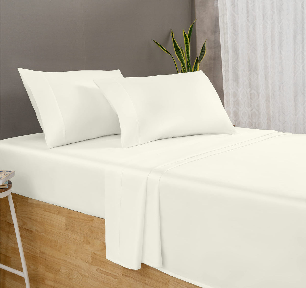 Threadmill Luxury 800 Thread Count King 100% Cotton Sheets - Ivory Sateen Weave Bed-Sheets, Better Than Egyptian Cotton, 4 Pc So