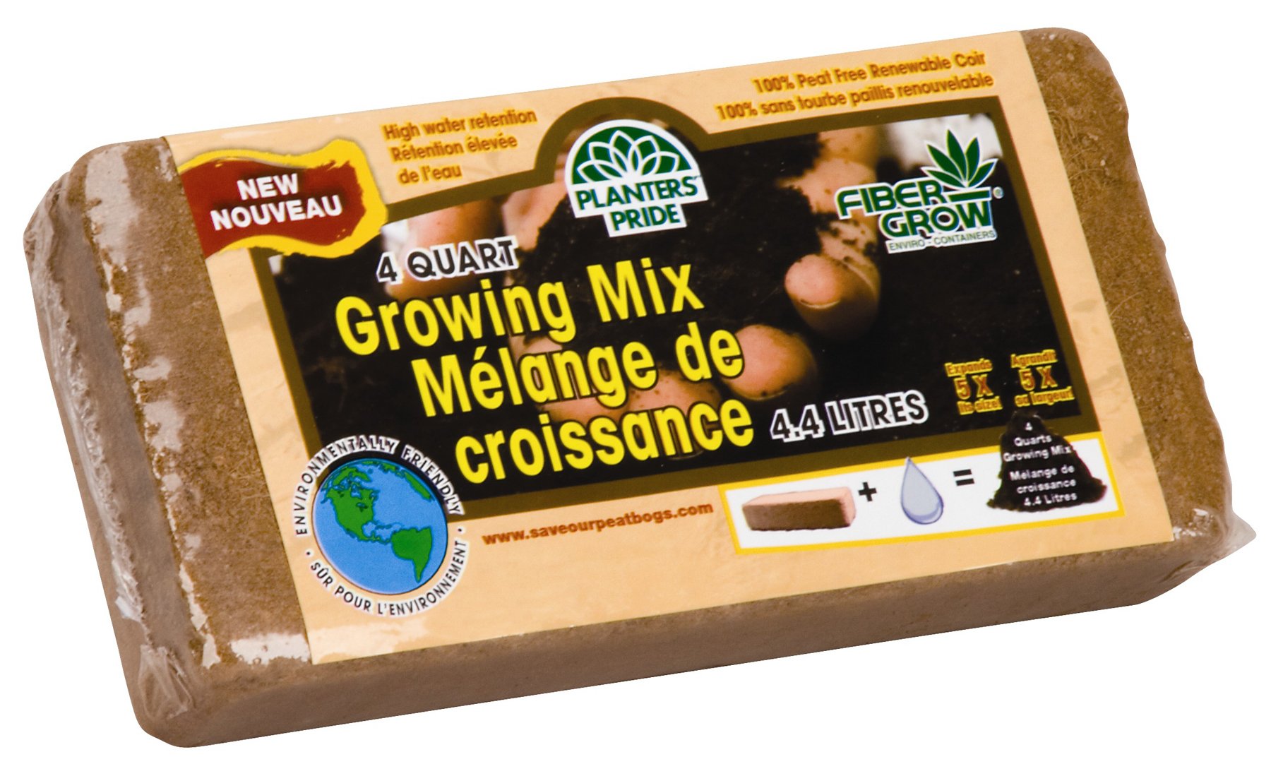 Akro-Mils Planters Pride Rz4Qbr 4-Quart Fiber Growing Mix, Brown