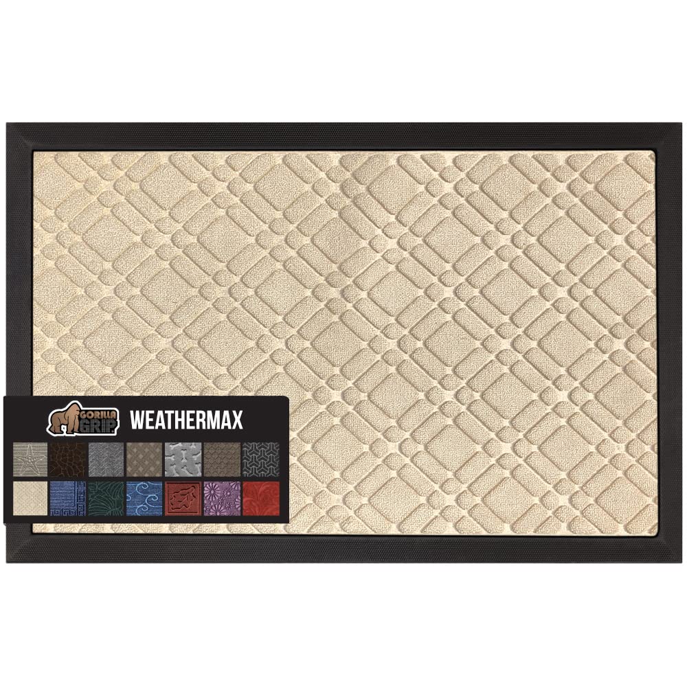 Gorilla Grip 100% Waterproof All-Season Weathermax Doormat, 47X35, Durable Natural Rubber, Stain And Fade Resistant, Low Profile