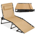 Best Choice Products Patio Chaise Lounge Chair, Portable Outdoor Folding Recliner For Lawn, W/ 8 Positions, Handles, 300Lb Capacity - Tan