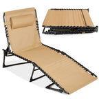 Best Choice Products Patio Chaise Lounge Chair, Portable Outdoor Folding Recliner For Lawn, W/ 8 Positions, Handles, 300Lb Capacity - Tan