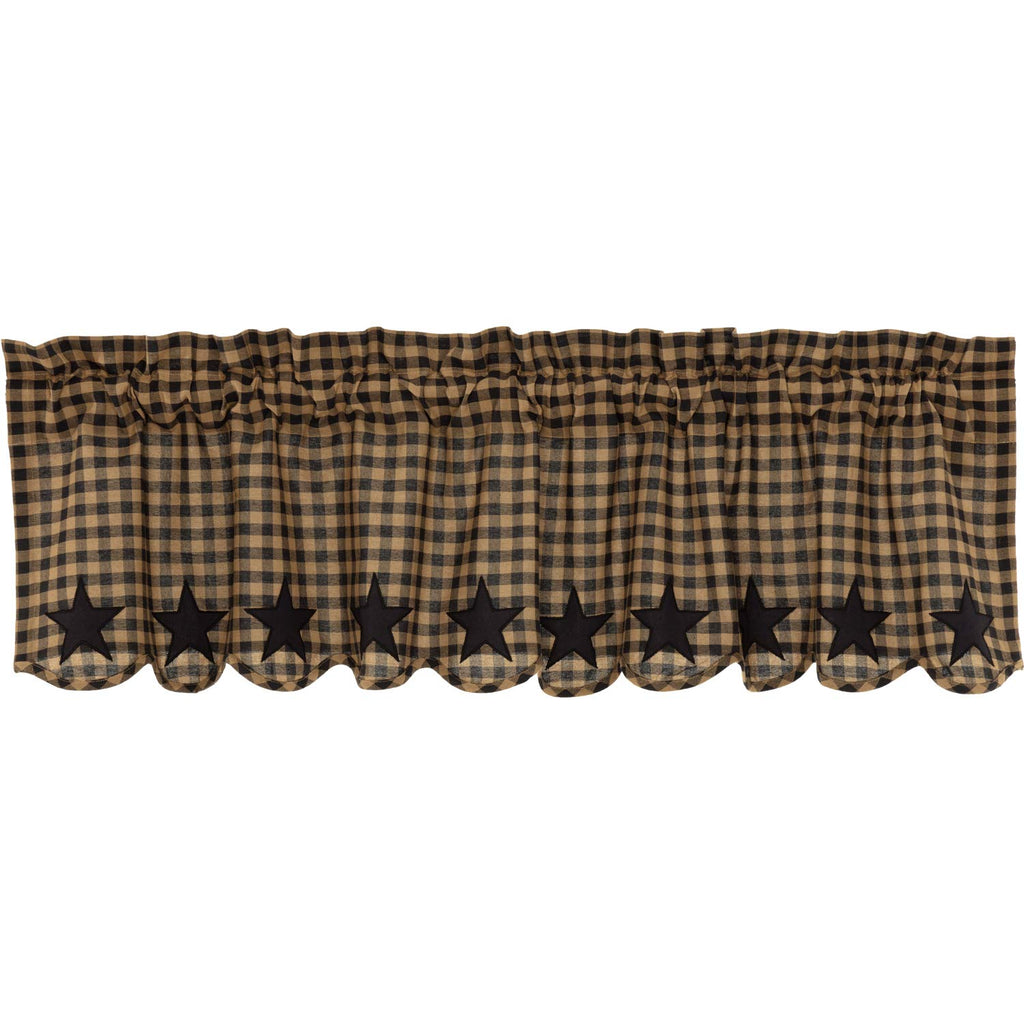 Vhc Brands, Black Star, Cotton, 16X60, Scalloped Valance, Black