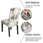 Jqinhome Chair Covers For Dining Room Set Of 4, High Stretch Removable Washable Parsons Chair Slipcover For Home Party Hotel Wedding Ceremony (Flower,4Pcs)