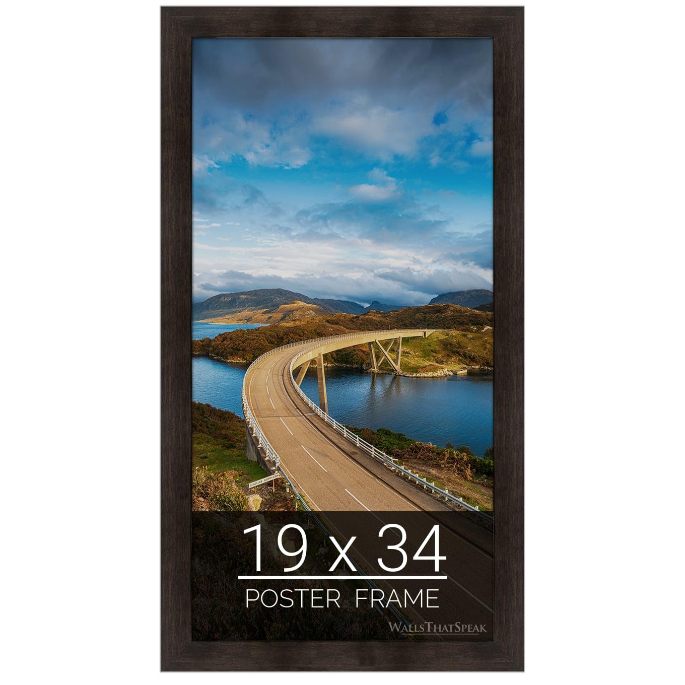 wallsthatspeak 19x34 Espresso Brown Picture Frame for Puzzles Posters Photos or Artwork