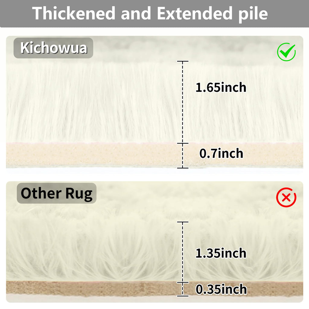 Kchowua 4X6 Cream Thick Fluffy Rug For Bedroom,Machine Washable Soft Shag Shaggy Fuzzy Area Rugs For Living Room,Off White Cute