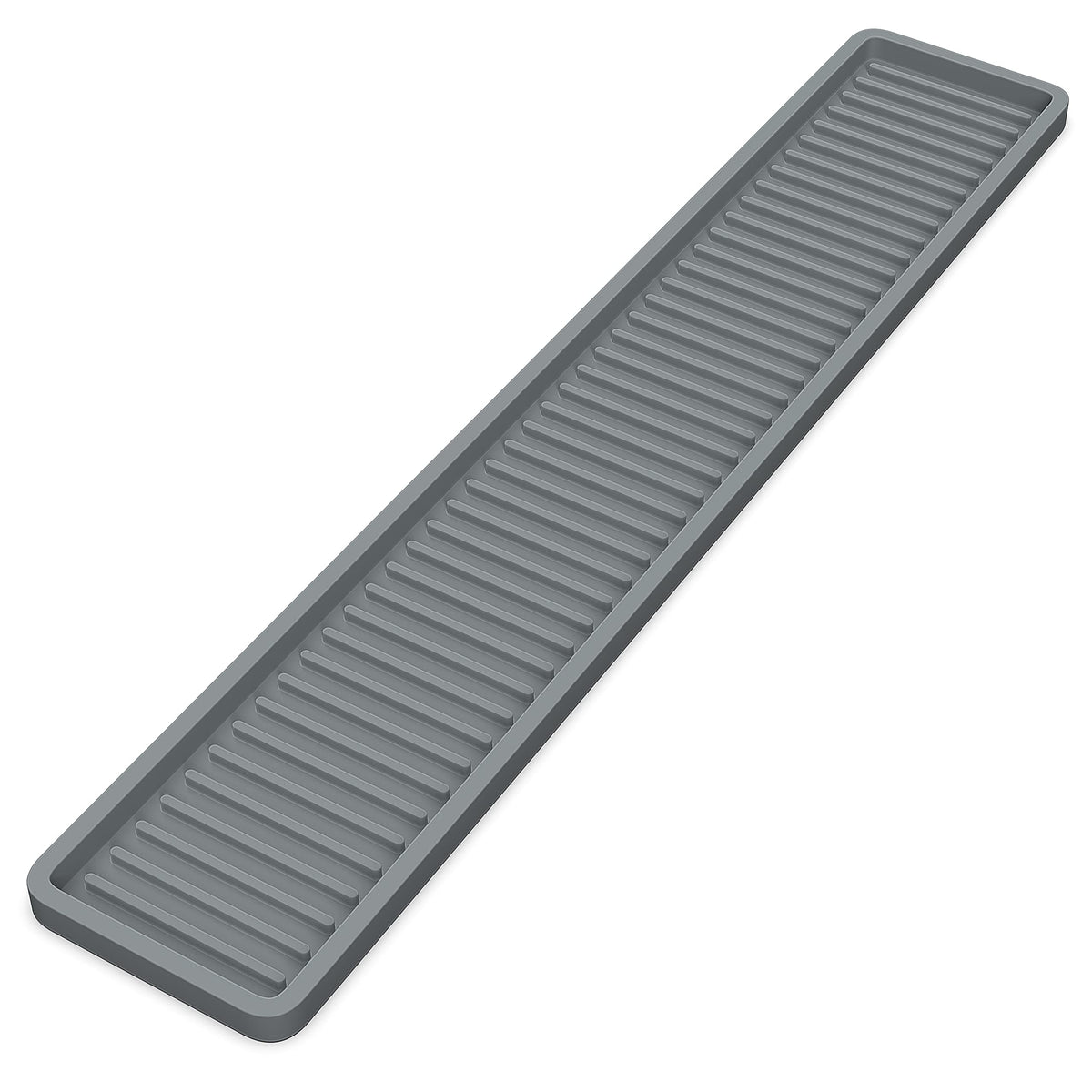 ZAPPOWARE Kitchen Sink Narrow Silicone Holder Tray 18''x3.1'', Vanity & Bathroom Organizer, Bar Coffee Service Mat, Gray