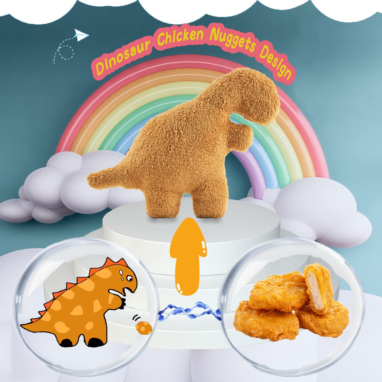 Nxchizs Dino Nugget Pillow Large, 18.7' Chicken Nugget Plush Room Decor, Cute Dino Throw Pillow Dinosaur Stuffed Animal,Funny B