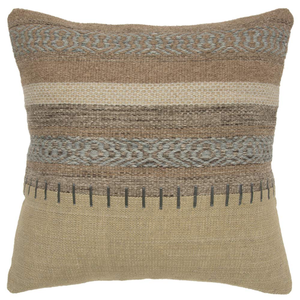 Rizzy Home Stripe Natural Decorative Down Filler Pillow