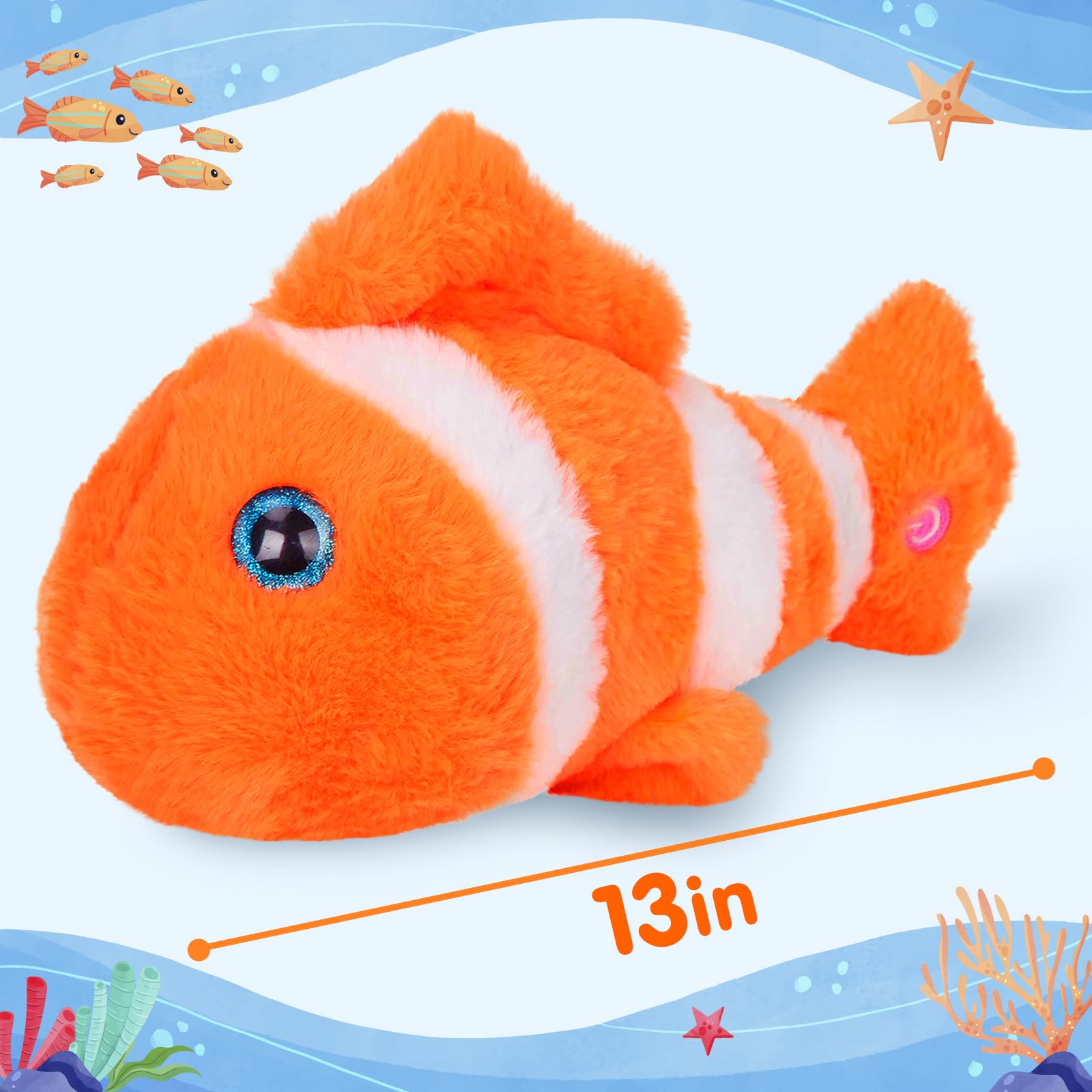 Glow Guards 12' Glowing Goldfish Plush Light Up Stuffed Animals Soft Plush Pillow Birthday Gifts For Toddler Kids Girls Boys Fr