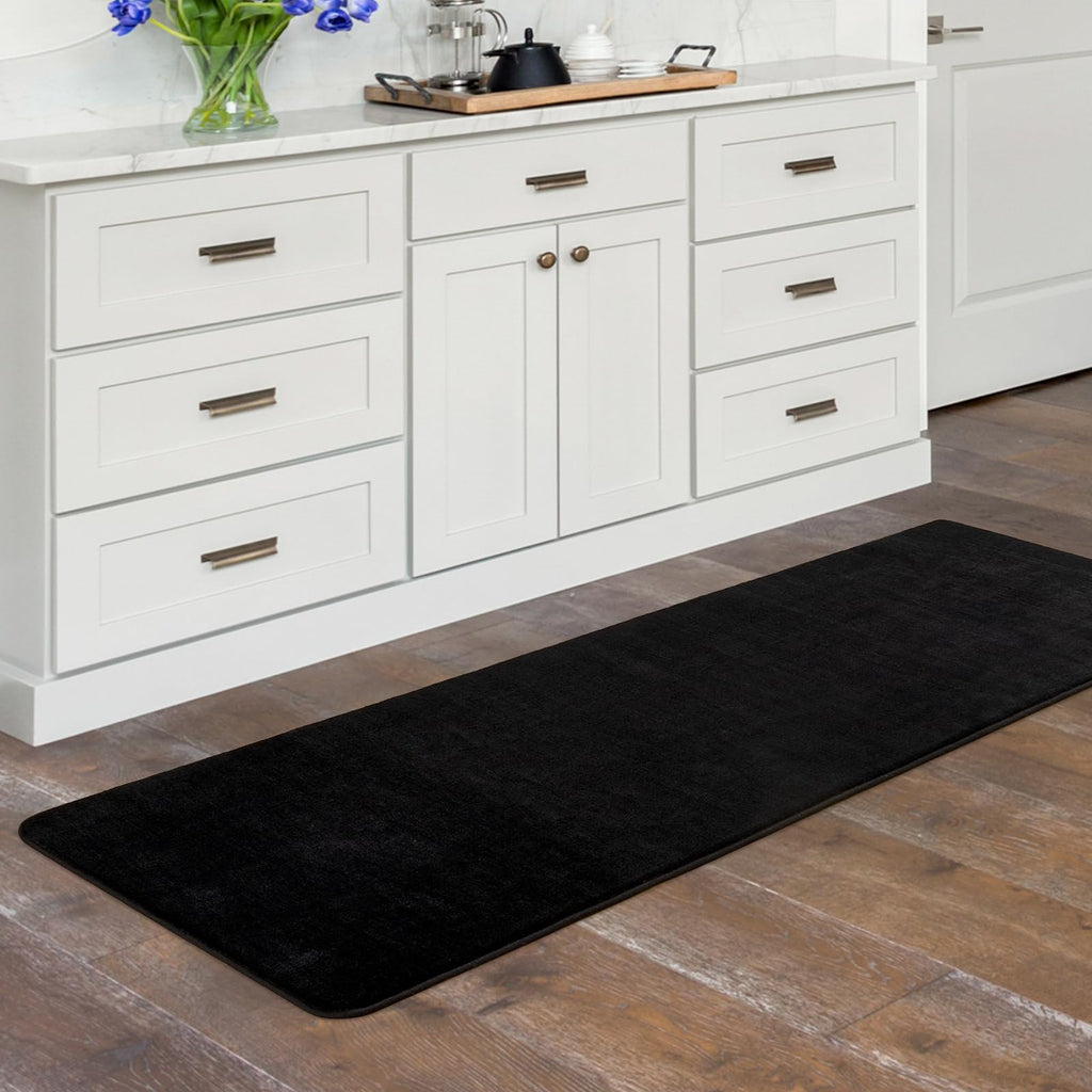 Softlife Washable Runner Rug For Bedroom Living Room Rug, 2X6 Black Soft Fluffy Hallway Runner Rug, Non-Slip Indoor Carpet For K