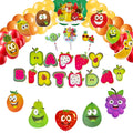 Fi  Flick In 49Pcs Happy Birthday Decoration Items For Kids Fruit Theme Decoration Set Fruit Figure Cutouts Props Cake Topper B