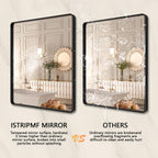 Istripmf Black Metal Framed Bathroom Mirror For Wall,32X36 Rounded Rectangle Mirror, Matte Black Bathroom Vanity Mirror Farmhous