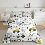 Construction Comforter Set Full Size Kids Cartoon Car Excavator Tractor Toddler Comforter Equipment Trucks Dinosaur Comforter Se