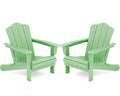 Kingyes Folding Adirondack Chair Set Of 2, Hdpe All-Weather Folding Adirondack Chair, Light Green
