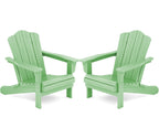 Kingyes Folding Adirondack Chair Set Of 2, Hdpe All-Weather Folding Adirondack Chair, Light Green
