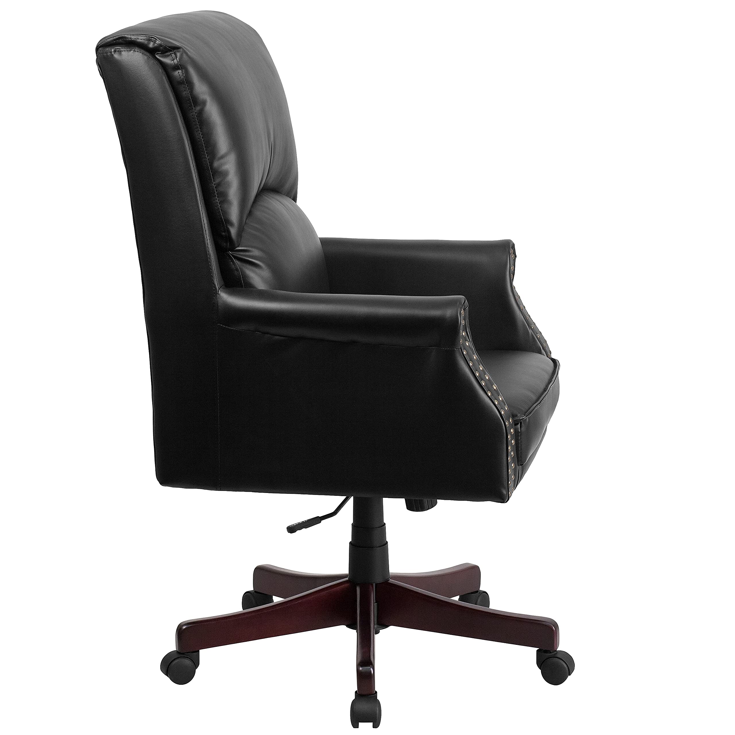 Flash Furniture Hansel High Back Pillow Back Black LeatherSoft Executive Swivel Office Chair with Arms
