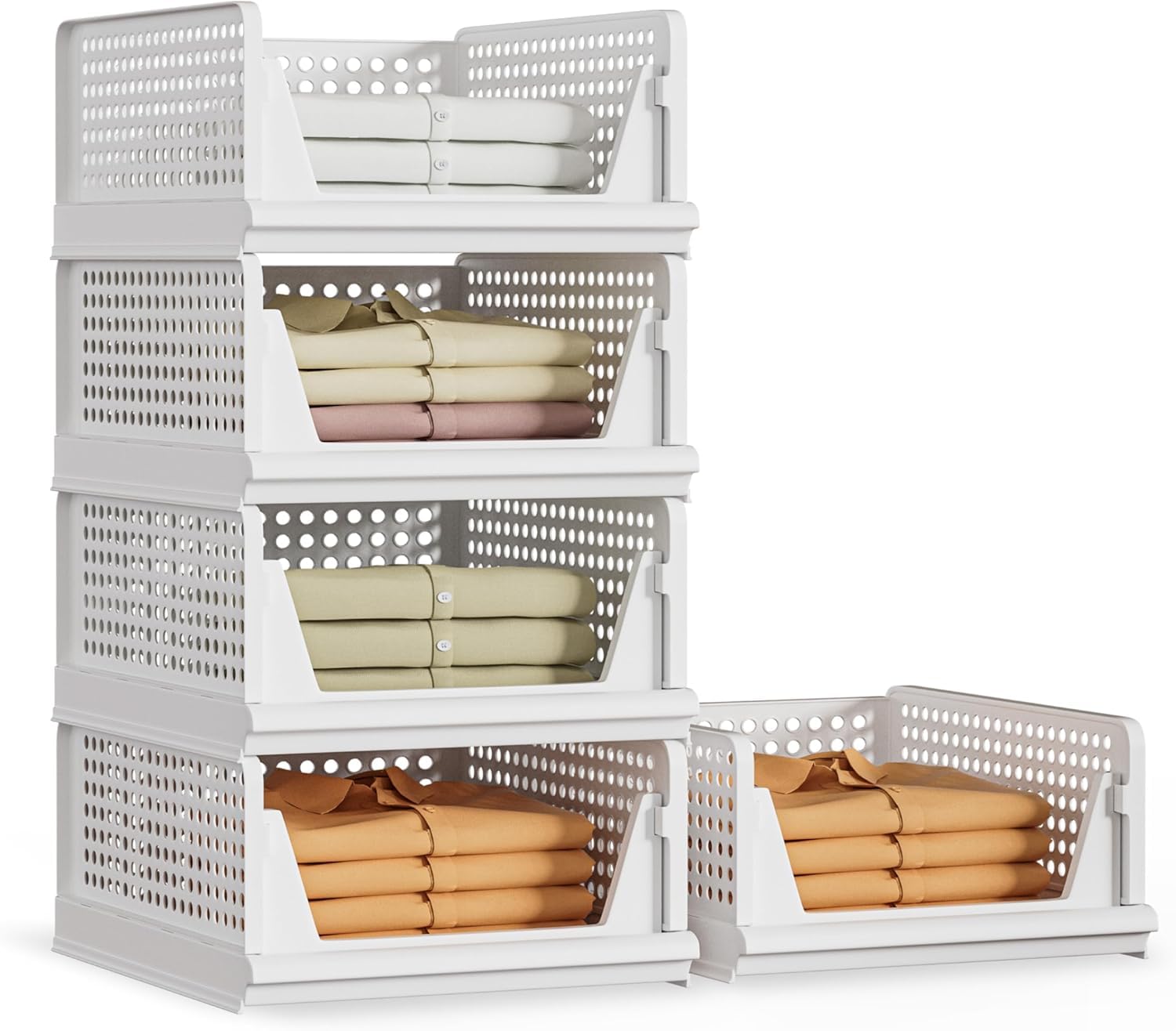 Verat 5 Pieces Storage And Organisers/Wardrobe Organizer Storage/Plastic Wardrobe/Cloth Adjustable For Foldable/Clothes Organize