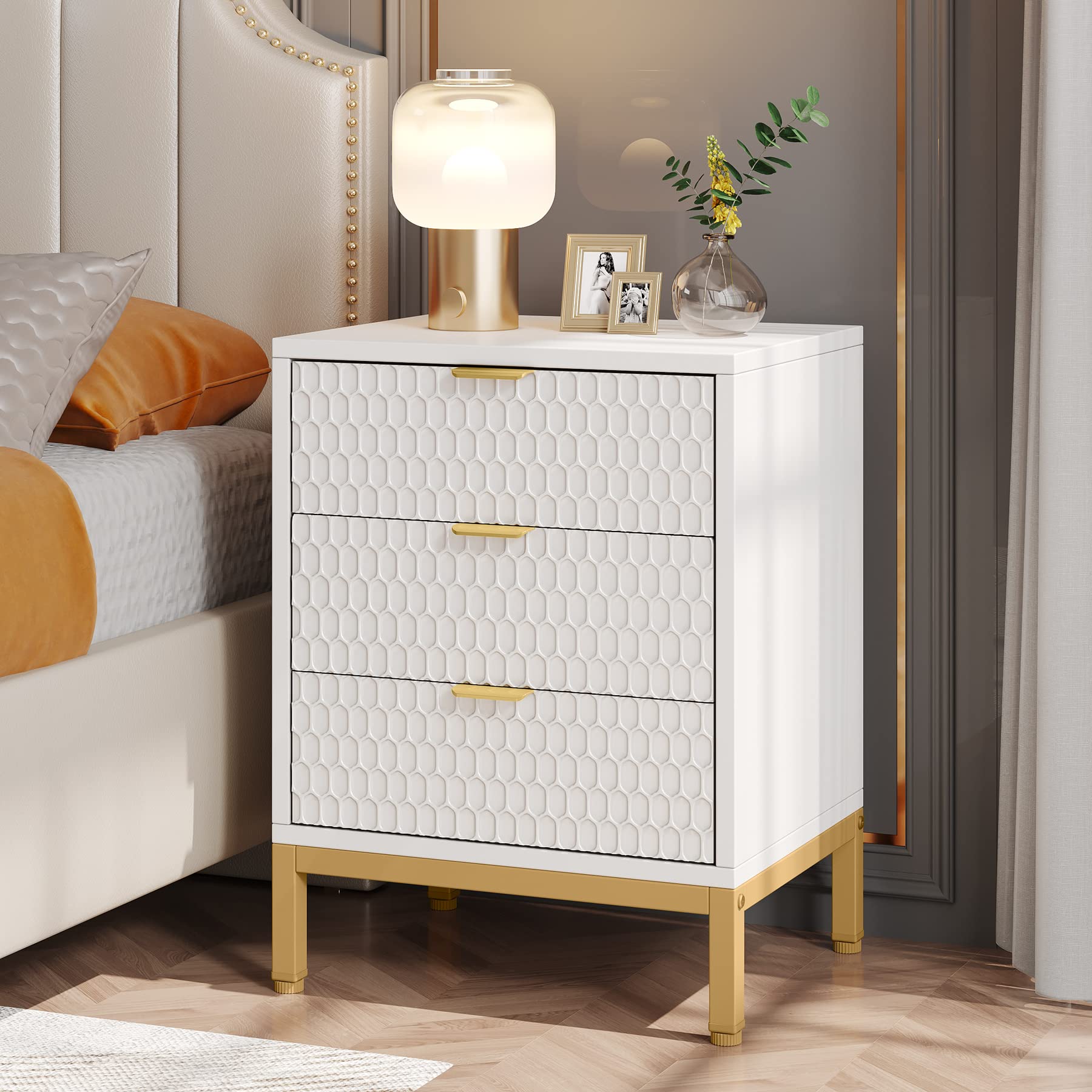 Tribesigns 3-Drawer Nightstand, 25.8' Tall Modern Bedside Table, Large Side End Table With Storage Drawers For Bedroom …