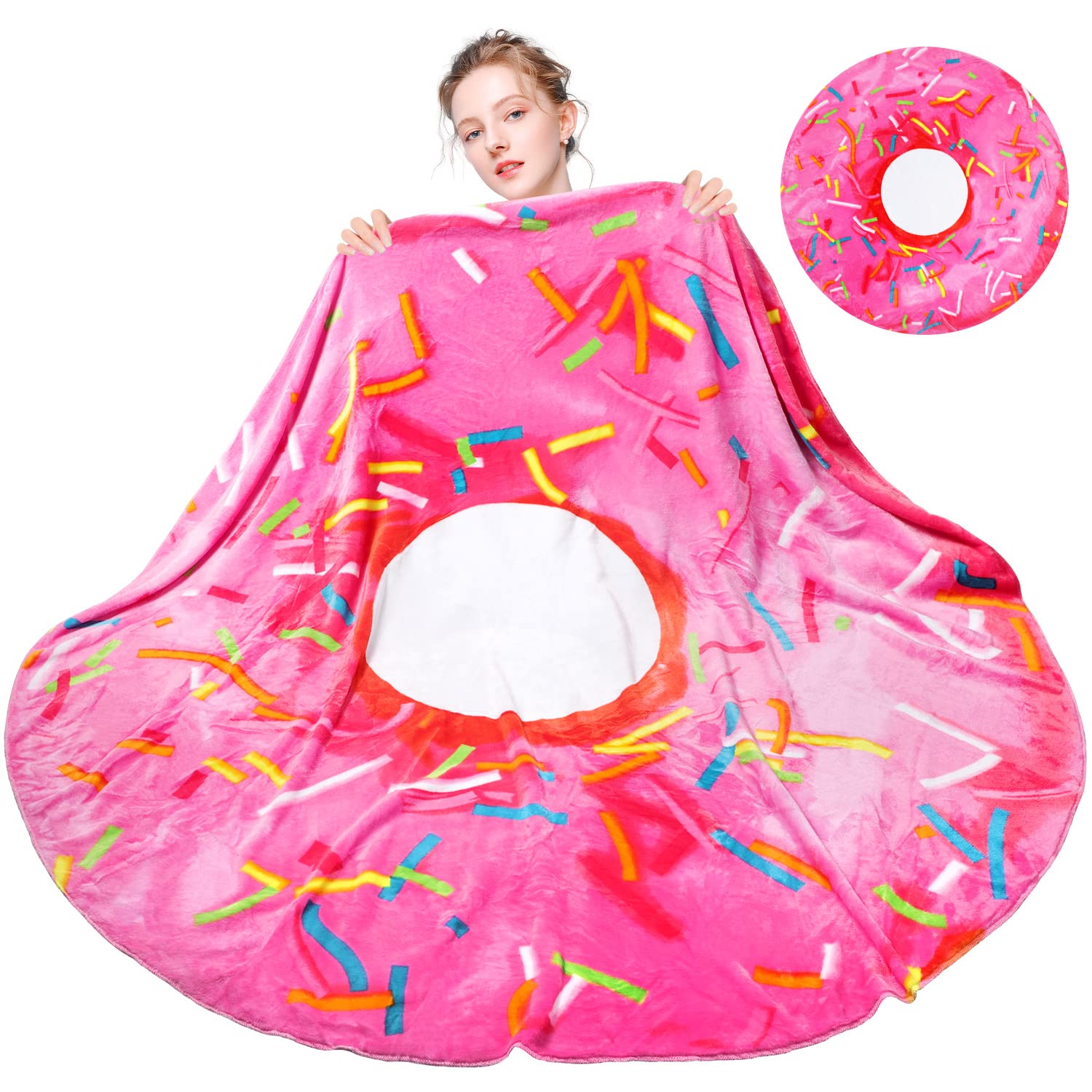 M&C Music Color Tortilla Blanket 71 Inchs Double Sided, Giant Tortilla Blanket Adult Size Round Funny Blankets For Adults Teens