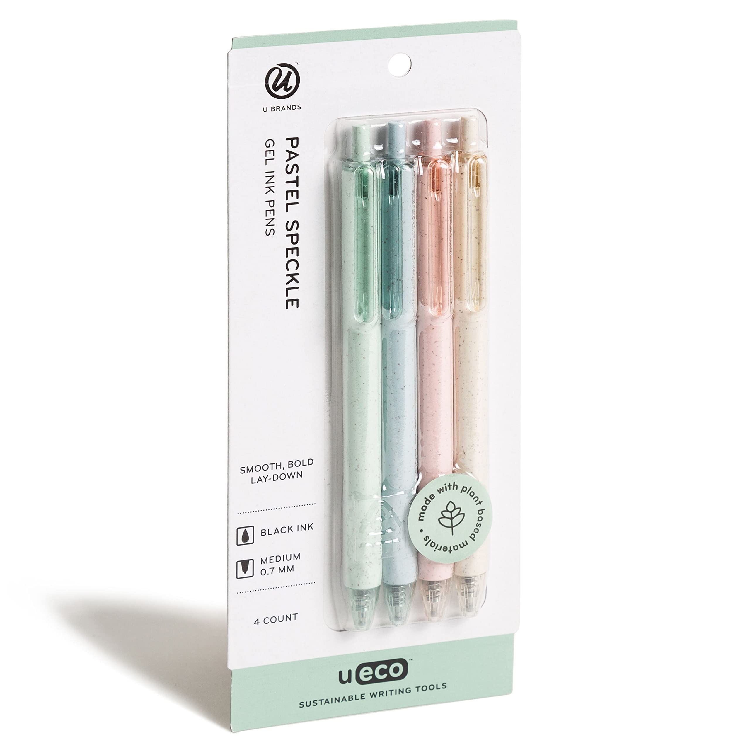 U Brands U-Eco Gel Ink Pens, Pastel Speckle, 4 Count (4375T06-48)