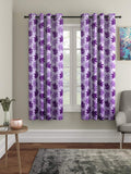 Cortina 2 Piece Floral Design Panel Eyelet Polyester Window Curtains  5 Feet, Purple