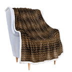Plush Flannel Sherpa Throw Blanket Chevron 50' X 60' Super Soft Micro Fleece Reversible Tv Blanket For Couch Bed, Brown