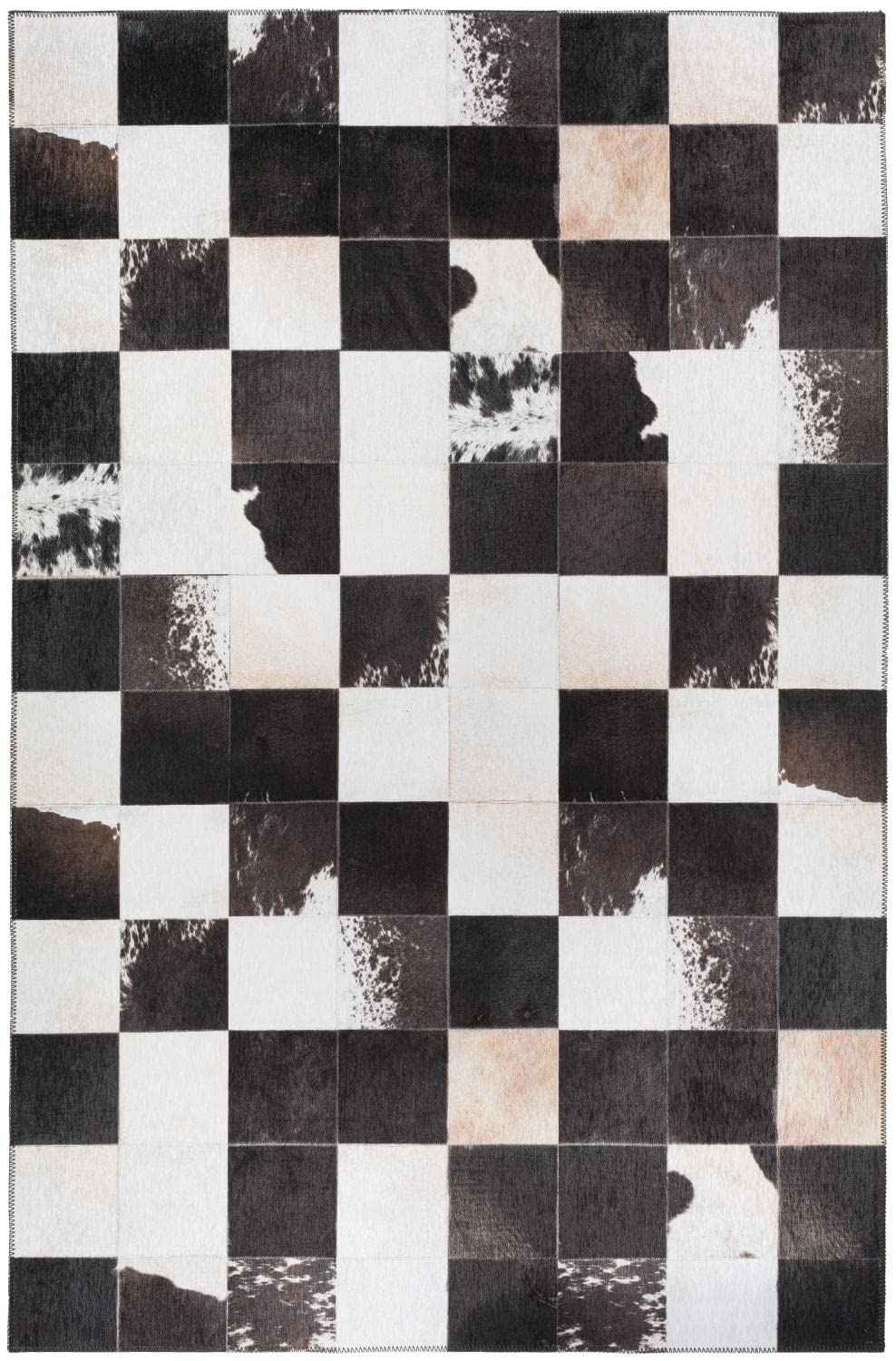 Dalyn Rugs Durango Patchwork Faux Cowhide Ss10 Midnight 8' X 10' Rug